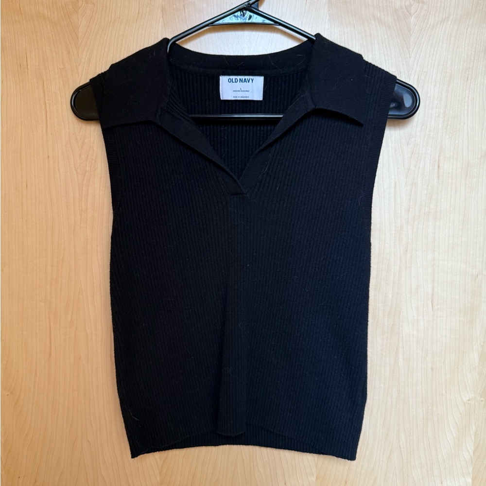 Old Navy Black Fitted Polo Tank Top